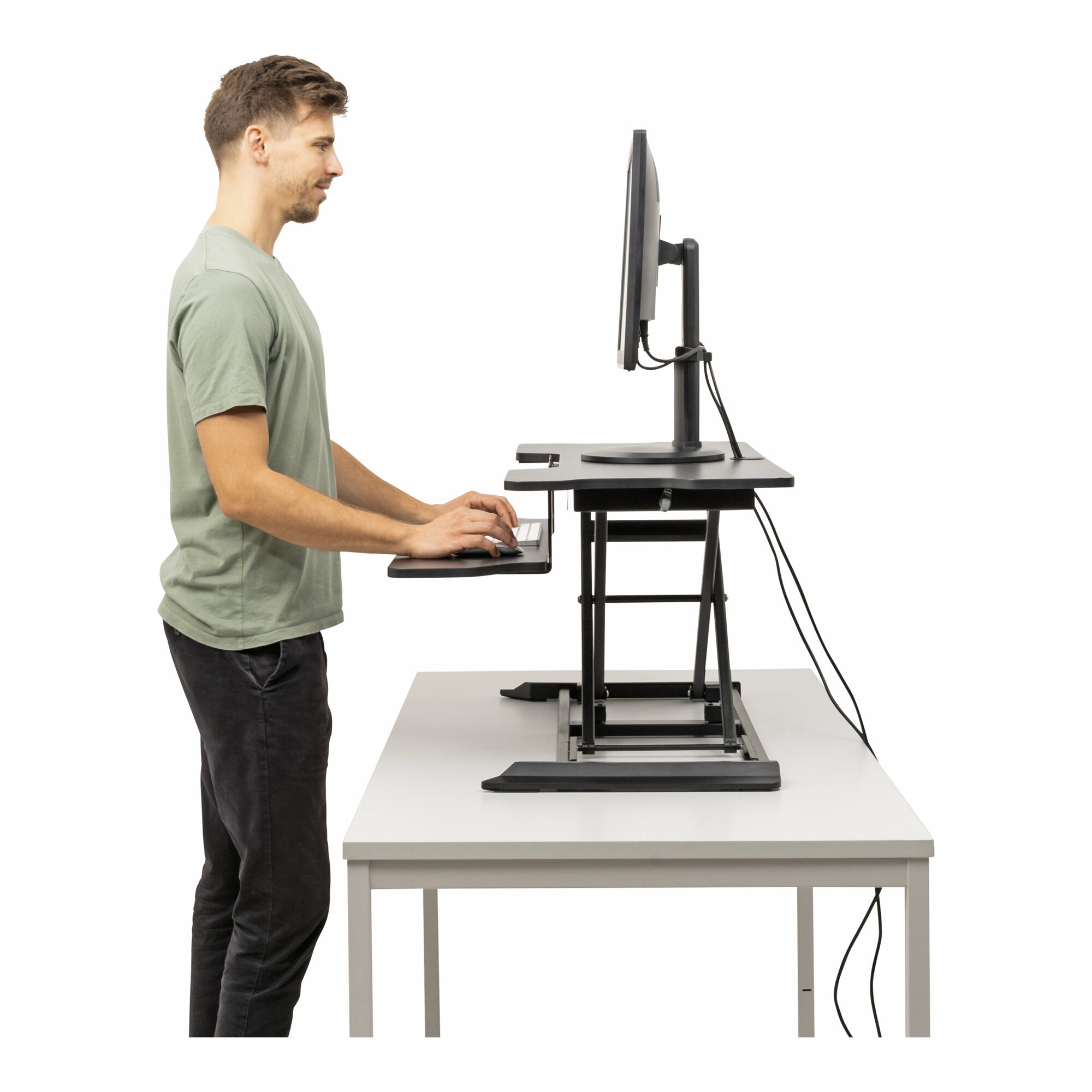STIER standing desk converter hydraulic height adjustment 16 - 47 cm high