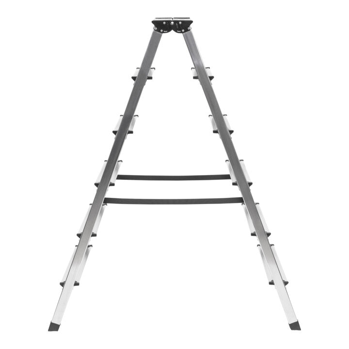 STIER Stufen Stehleiter 2x4 Sufen beidseitig begehbar, Alu-Sicherheits-Stehleiter, Mehrzweckleiter