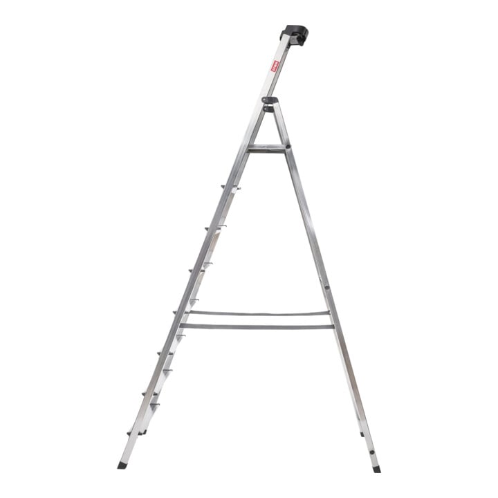 STIER Stepladder 4 steps one-sided access, aluminum safety stepladder, multi-purpose ladder