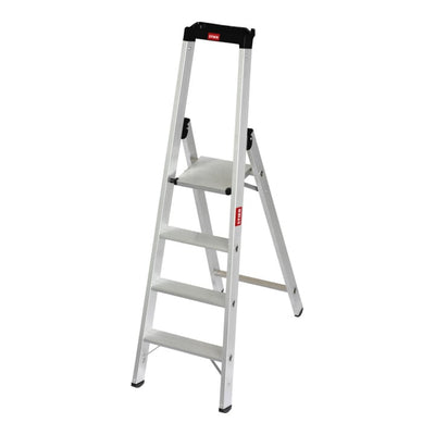 STIER Stepladder Premium 4 steps one-sided access, aluminum safety stepladder, multi-purpose ladder