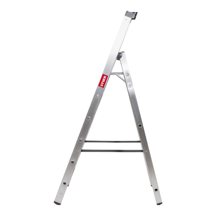 STIER Stepladder Premium 4 steps one-sided access, aluminum safety stepladder, multi-purpose ladder