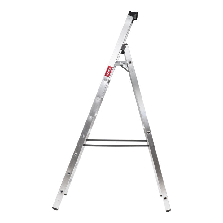 STIER Stepladder Premium 4 steps one-sided access, aluminum safety stepladder, multi-purpose ladder
