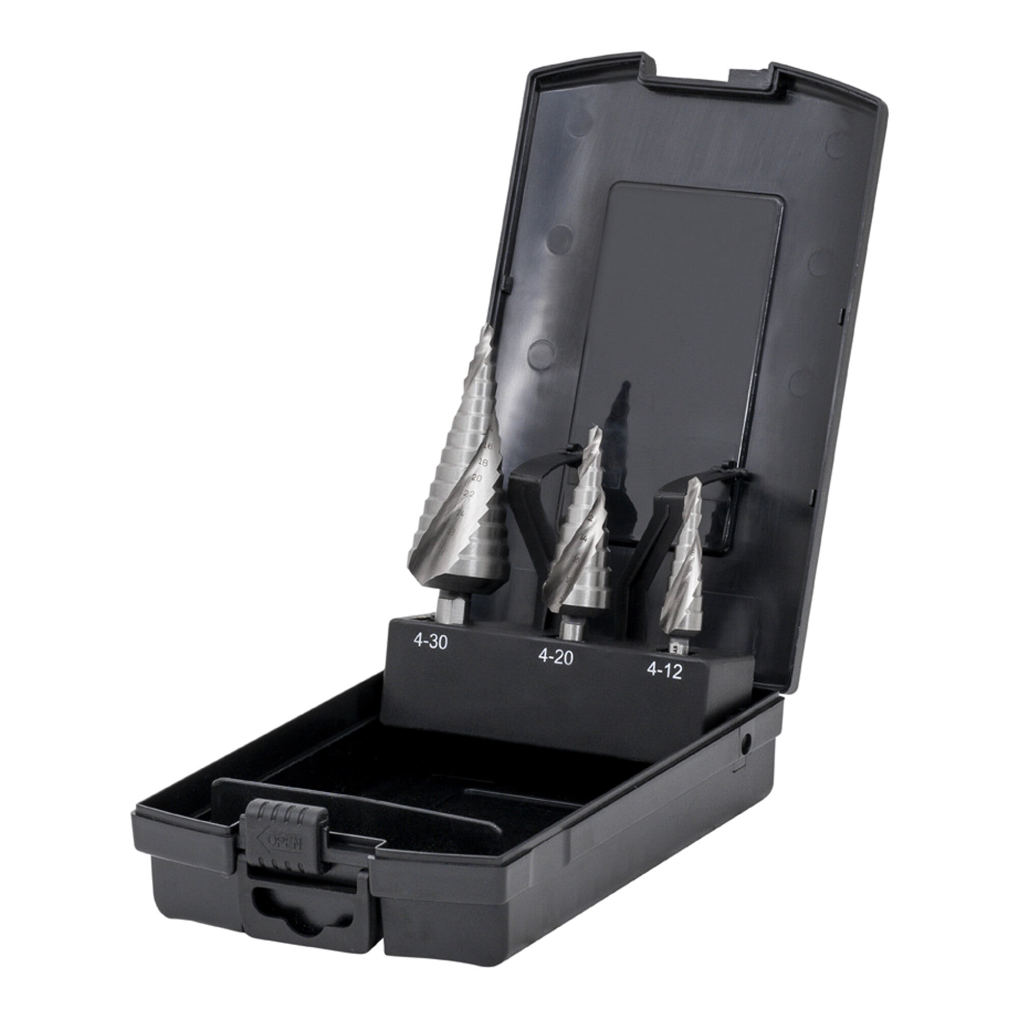 STIER step drill set HSS-Co 3-piece in cassette 4-12 4-20 4-30mm metal drill