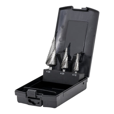 STIER step drill set HSS-Co 3-piece in cassette 4-12 4-20 4-30mm metal drill