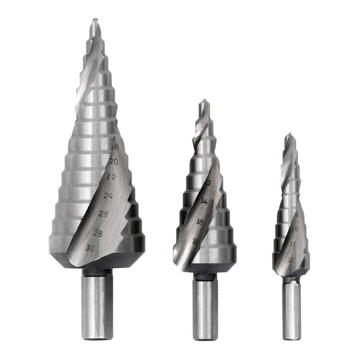 STIER step drill set HSS-Co 3-piece in cassette 4-12 4-20 4-30mm metal drill