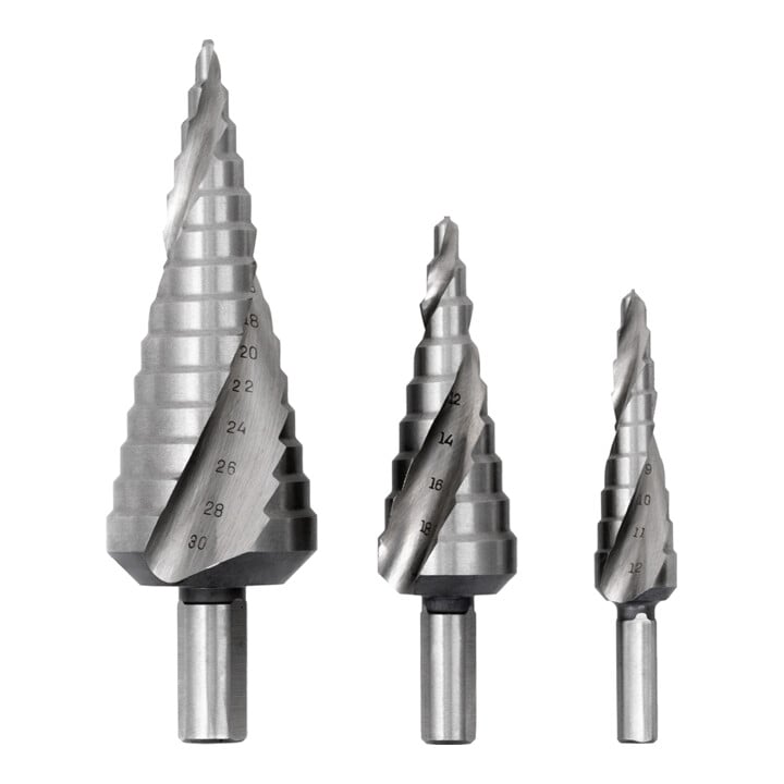 STIER step drill set HSS-Co 3-piece in cassette 4-12 4-20 4-30mm metal drill