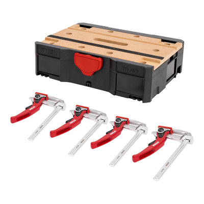STIER Systainer set MFT T-Loc with 4 STIER lever clamps, 5-piece perforated plate