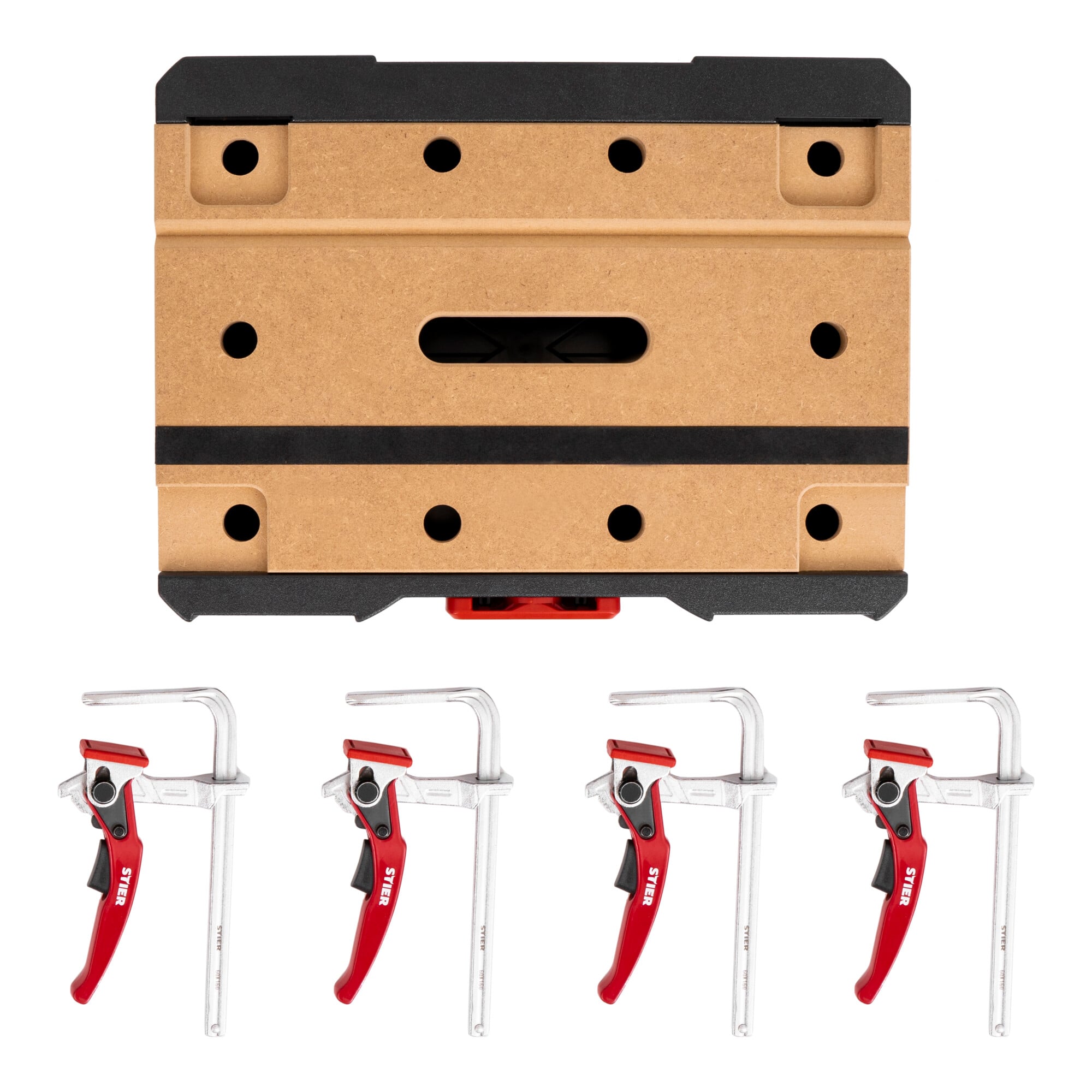STIER Systainer set MFT T-Loc with 4 STIER lever clamps, 5-piece perforated plate