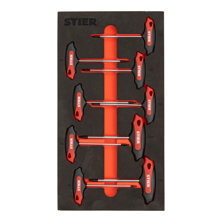 STIER T-Griff-Schraubendreher-Set, 6kt 3-10 mm (6-tlg.) Torx TX6-TX30 mm