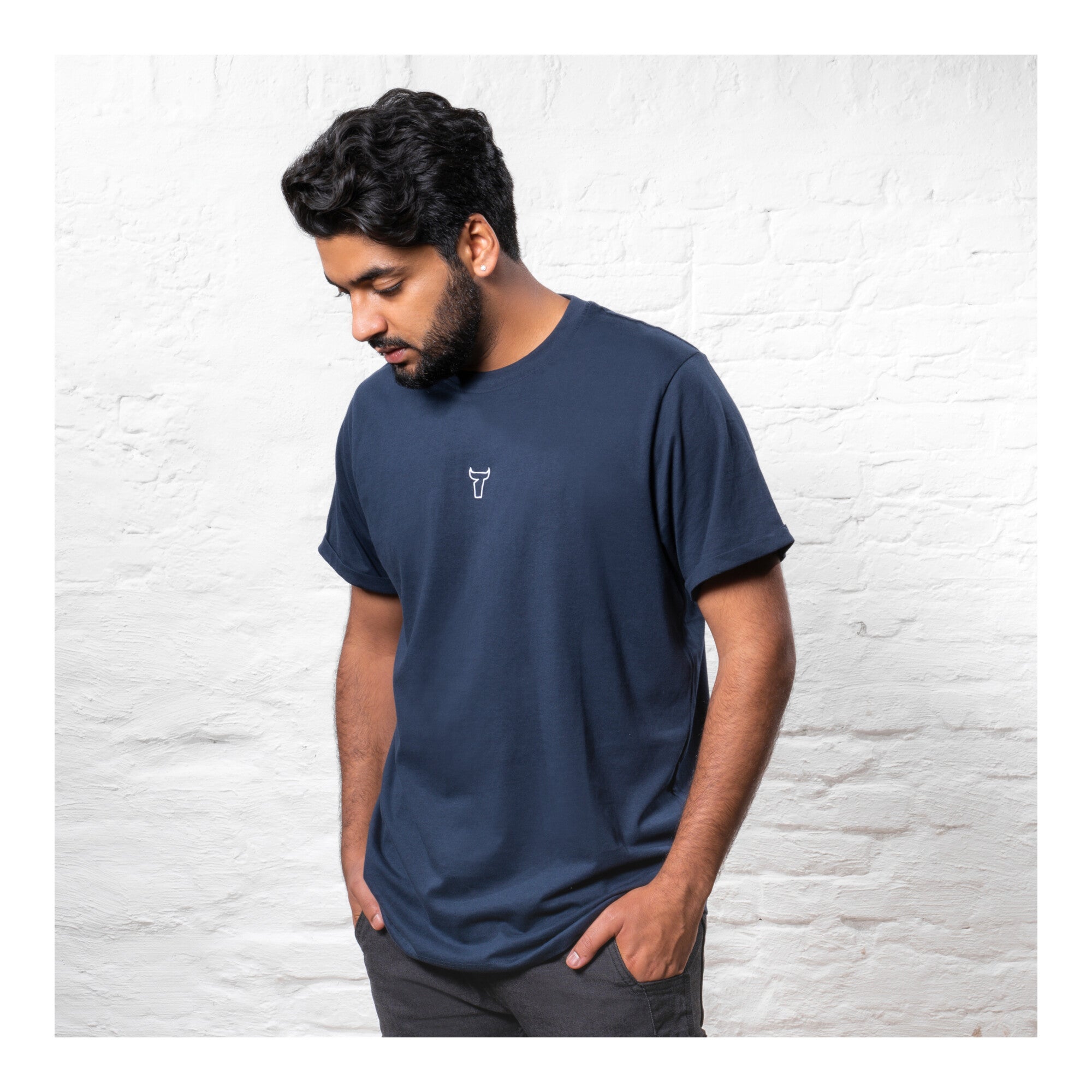 STIER T-Shirt embro essential organic cotton M navy