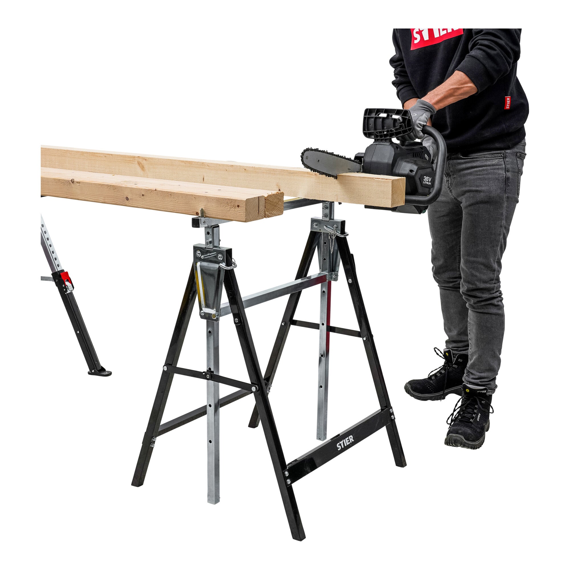 STIER telescopic work stand load capacity 200 kg jack stand height adjustable 82 -