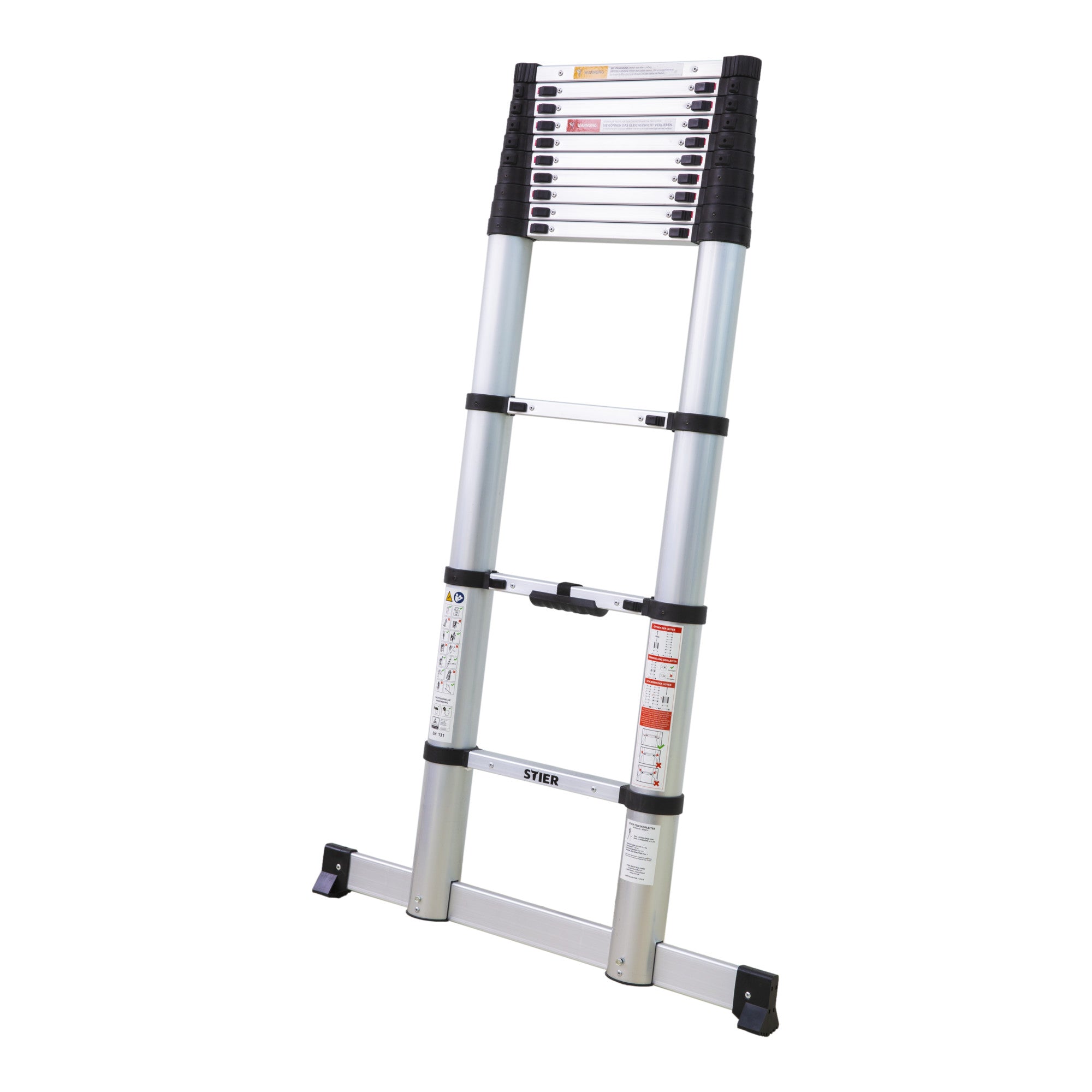 STIER telescopic ladder premium 3.2 to 3.8m stepladder aluminum folding ladder