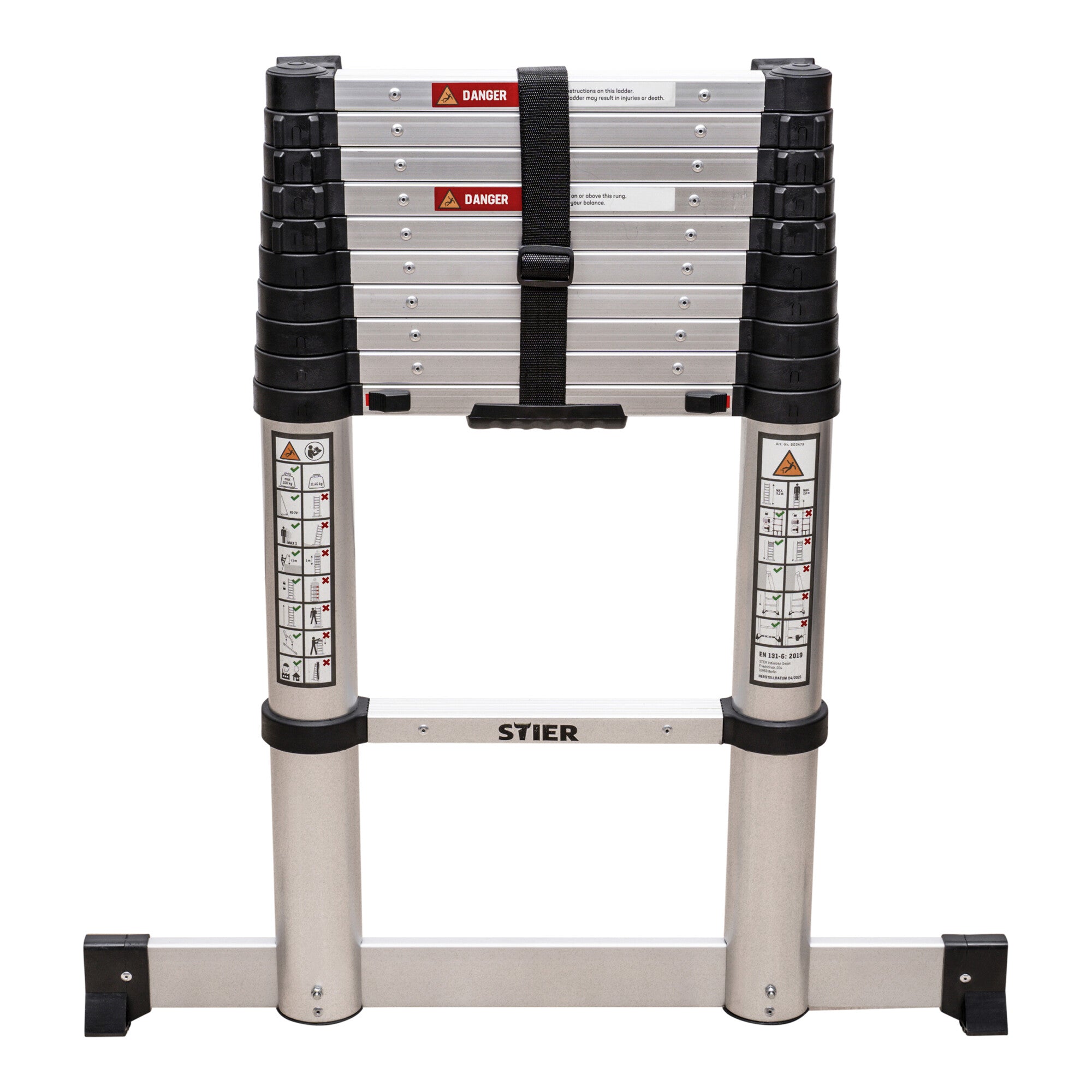 STIER telescopic ladder premium 3.2 to 3.8m stepladder aluminum folding ladder