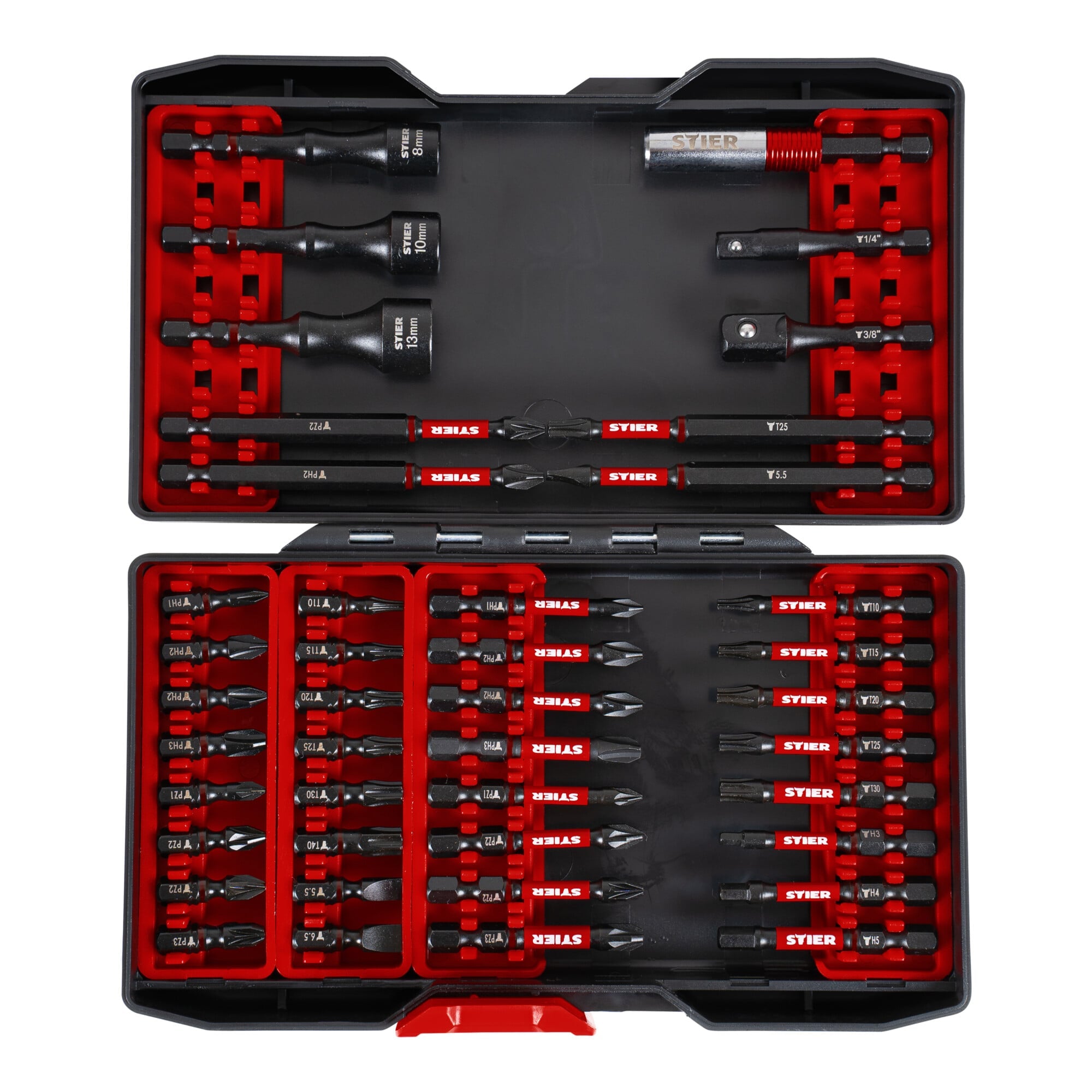 STIER Torsions-Bitsatz für Akkuschrauber 42-teilig Wechselfunktion Montage KFZ