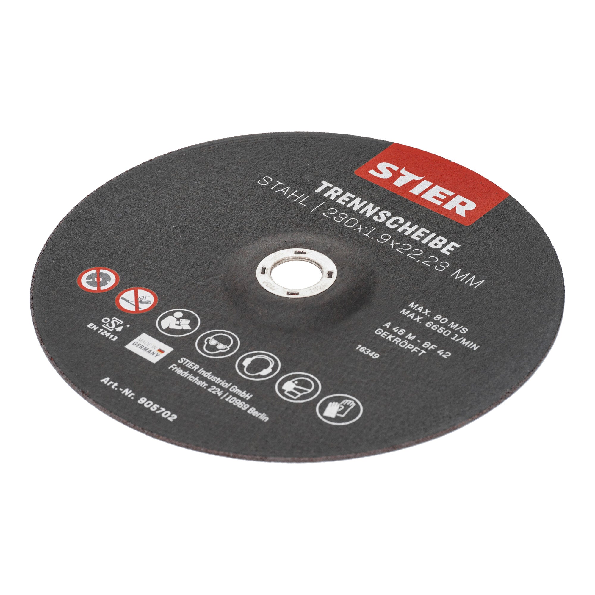 STIER Trennscheiben Stahl Maße: 230 x 1,9 x 22,23; Form 42 Stahlguss etc.