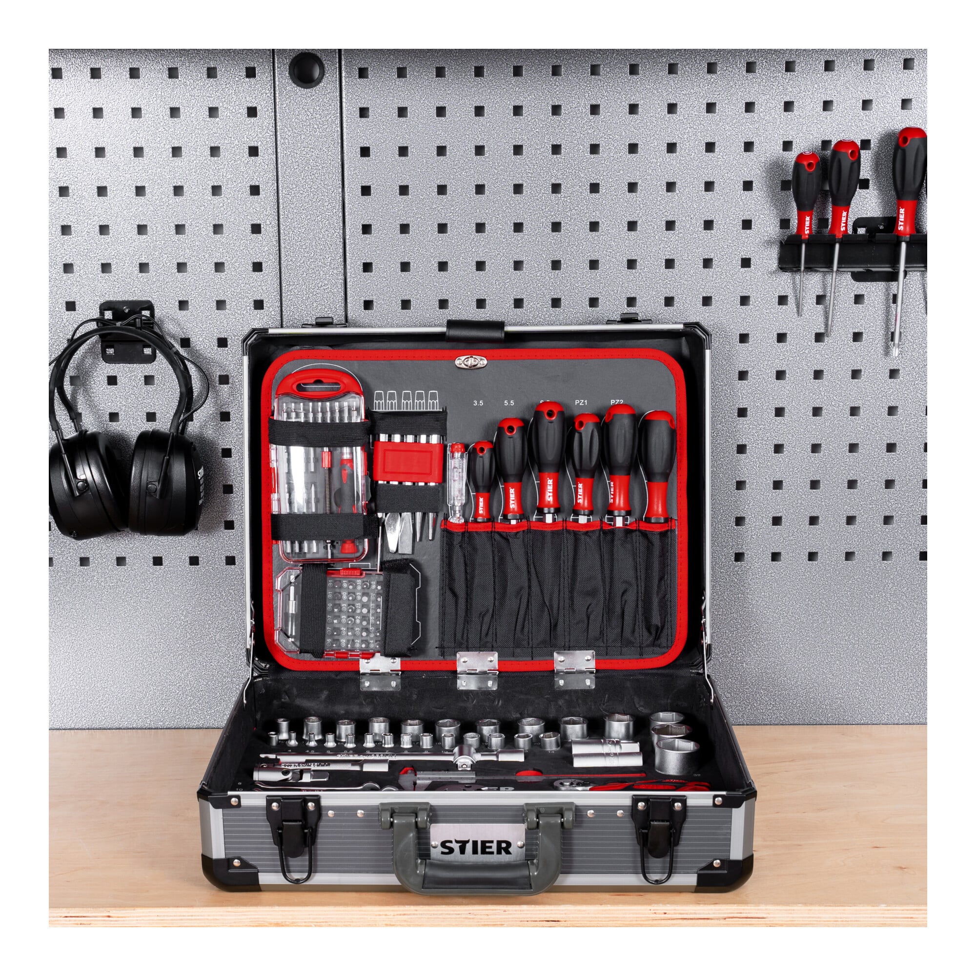 STIER universal tool case 144 pieces equipped tool case made of aluminum