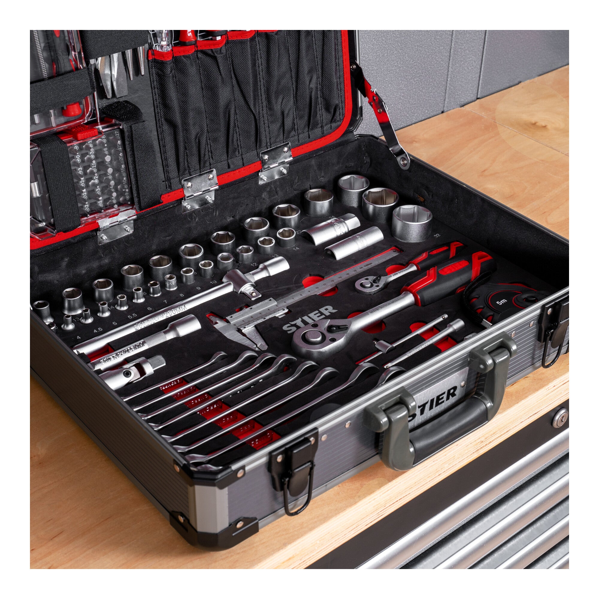 STIER universal tool case 144 pieces equipped tool case made of aluminum