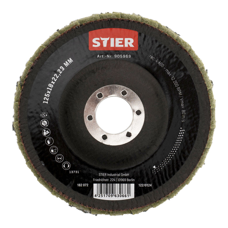 STIER Vlies Fächerschleifscheiben 125 x 18 x 22,23 mm fein 5 Stk.
