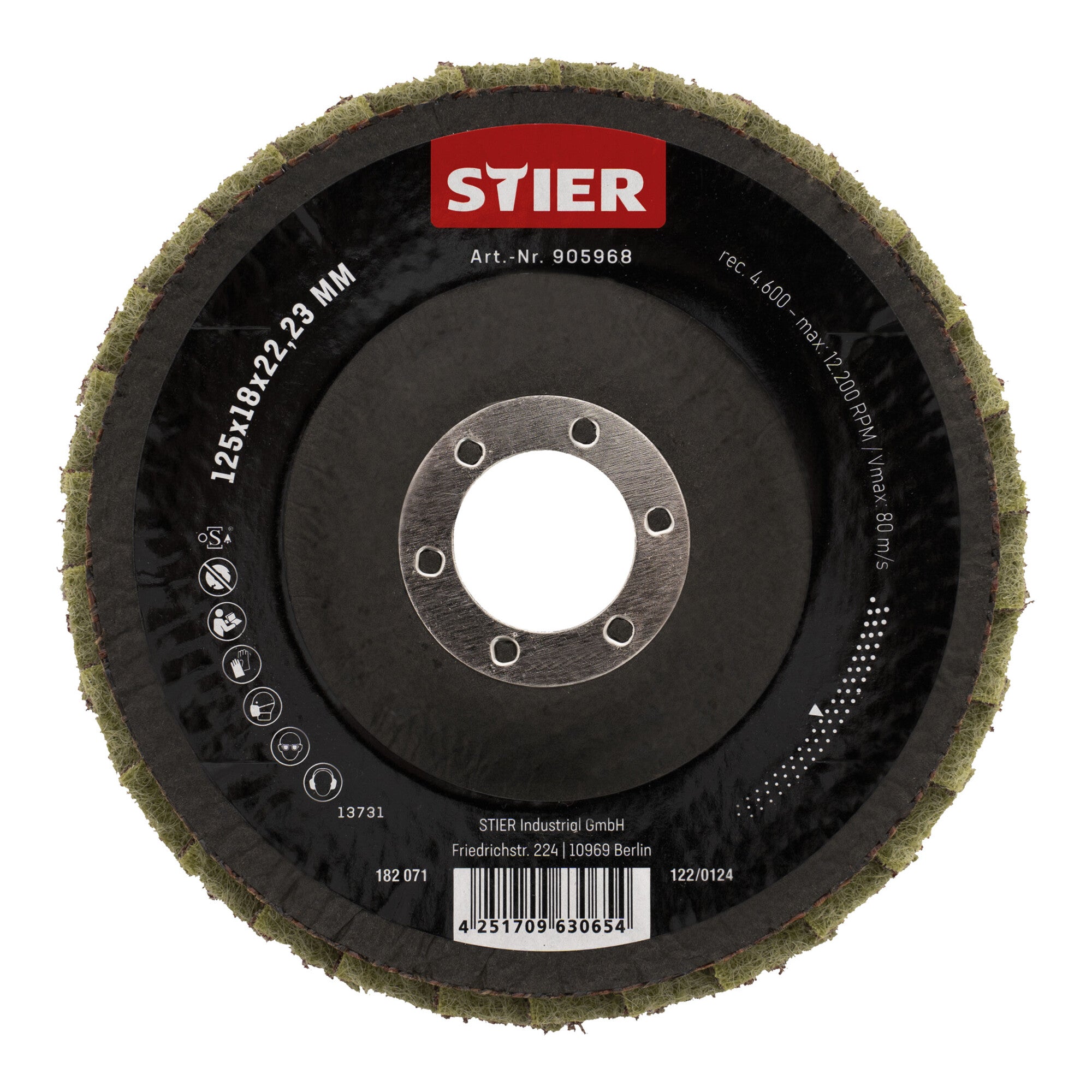 STIER fleece flap discs 125 x 18 x 22.23 mm medium 5 pieces
