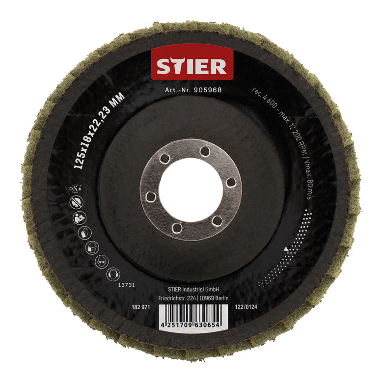STIER Vlies Fächerschleifscheiben 125 x 18 x 22,23 mm mittel 5 Stk.