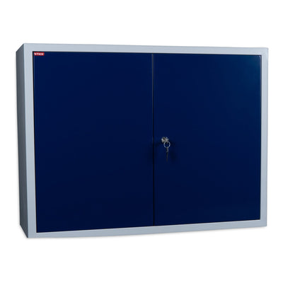 STIER Wandschrank, sichere platzsparende Aufbewahrung, blau