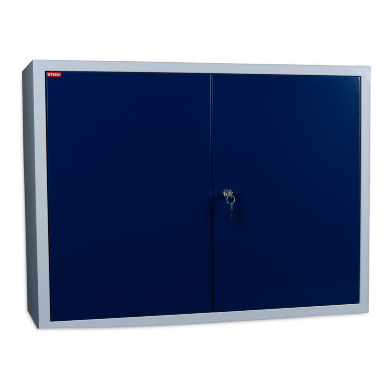 STIER Wandschrank, sichere platzsparende Aufbewahrung, blau