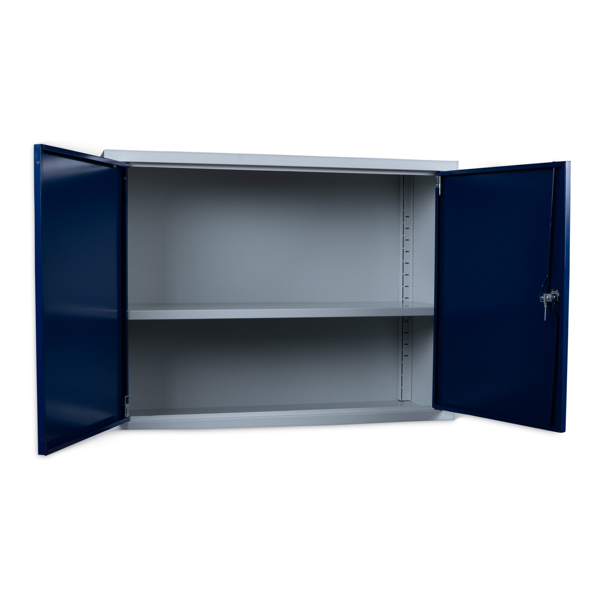 STIER Wandschrank, sichere platzsparende Aufbewahrung, blau