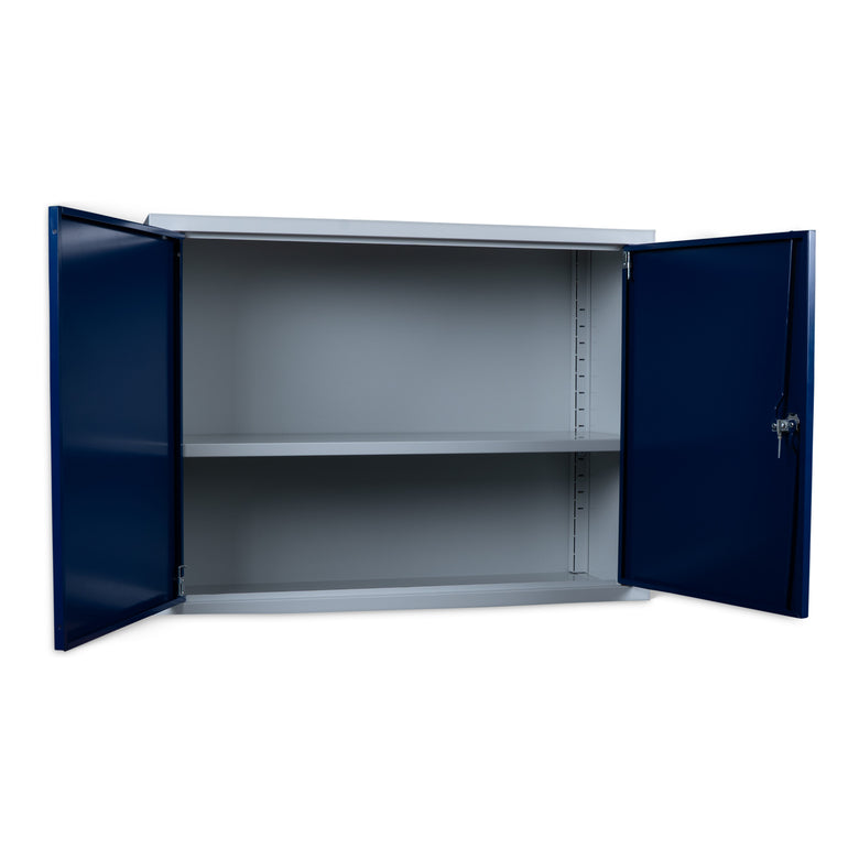 STIER Wandschrank, sichere platzsparende Aufbewahrung, blau