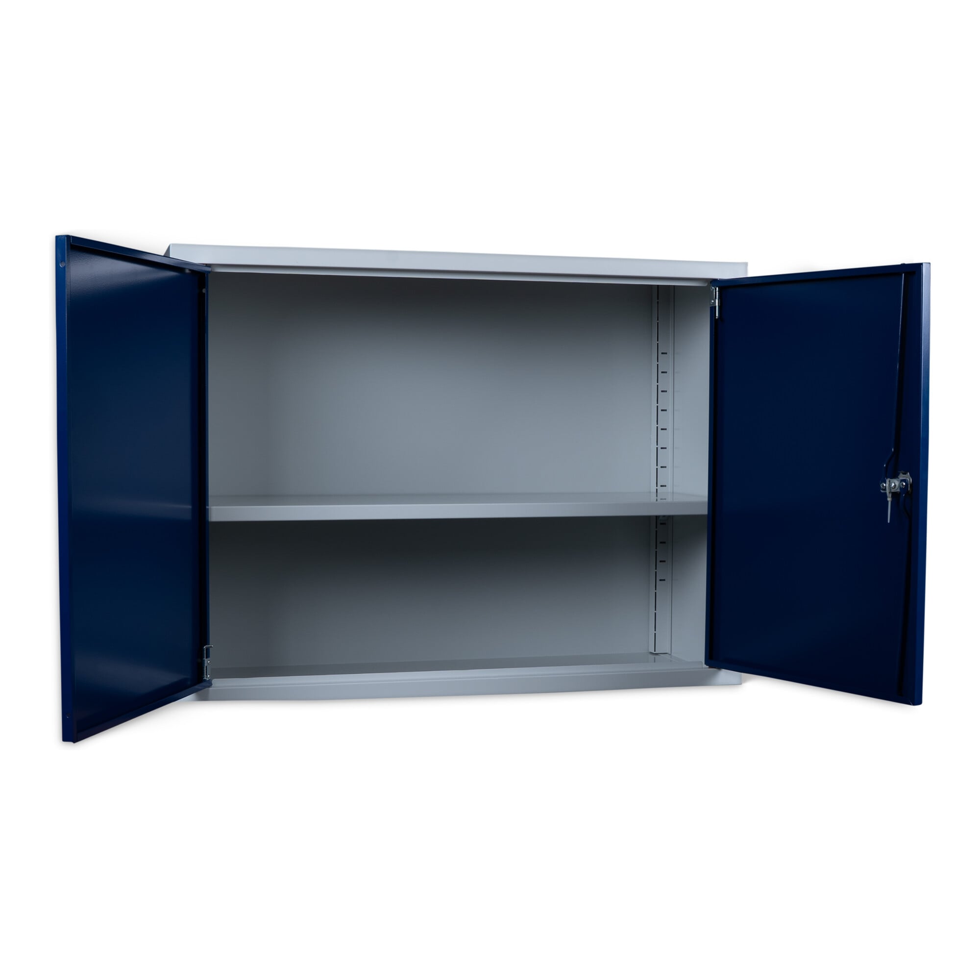STIER Wandschrank, sichere platzsparende Aufbewahrung, blau