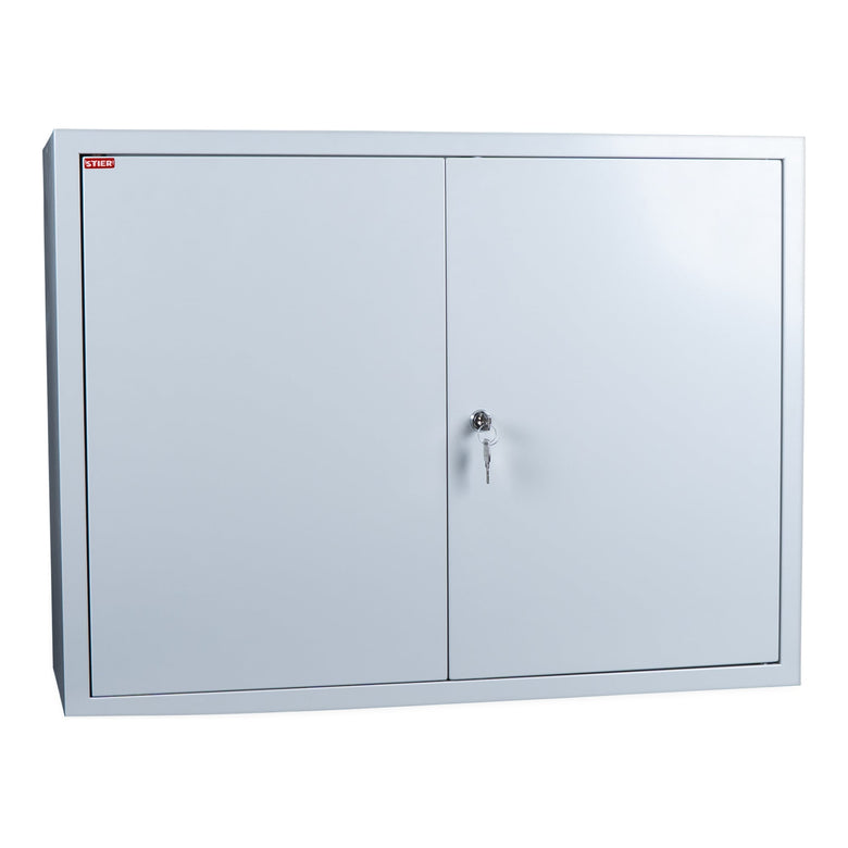 STIER Wandschrank, sichere platzsparende Aufbewahrung, grau
