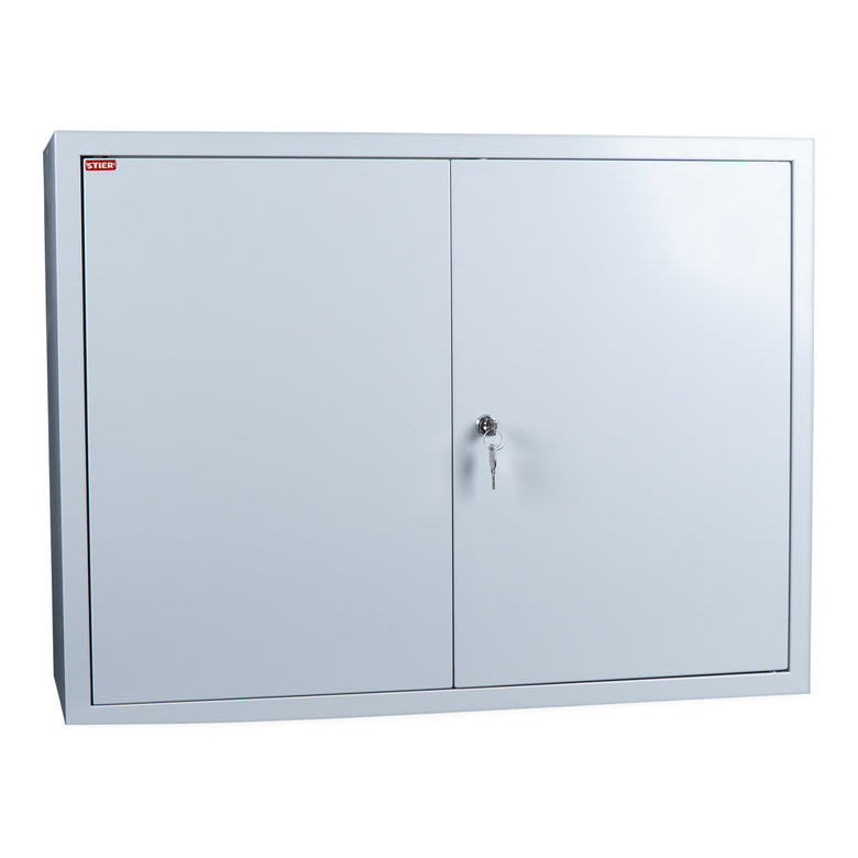 STIER Wandschrank, sichere platzsparende Aufbewahrung, grau