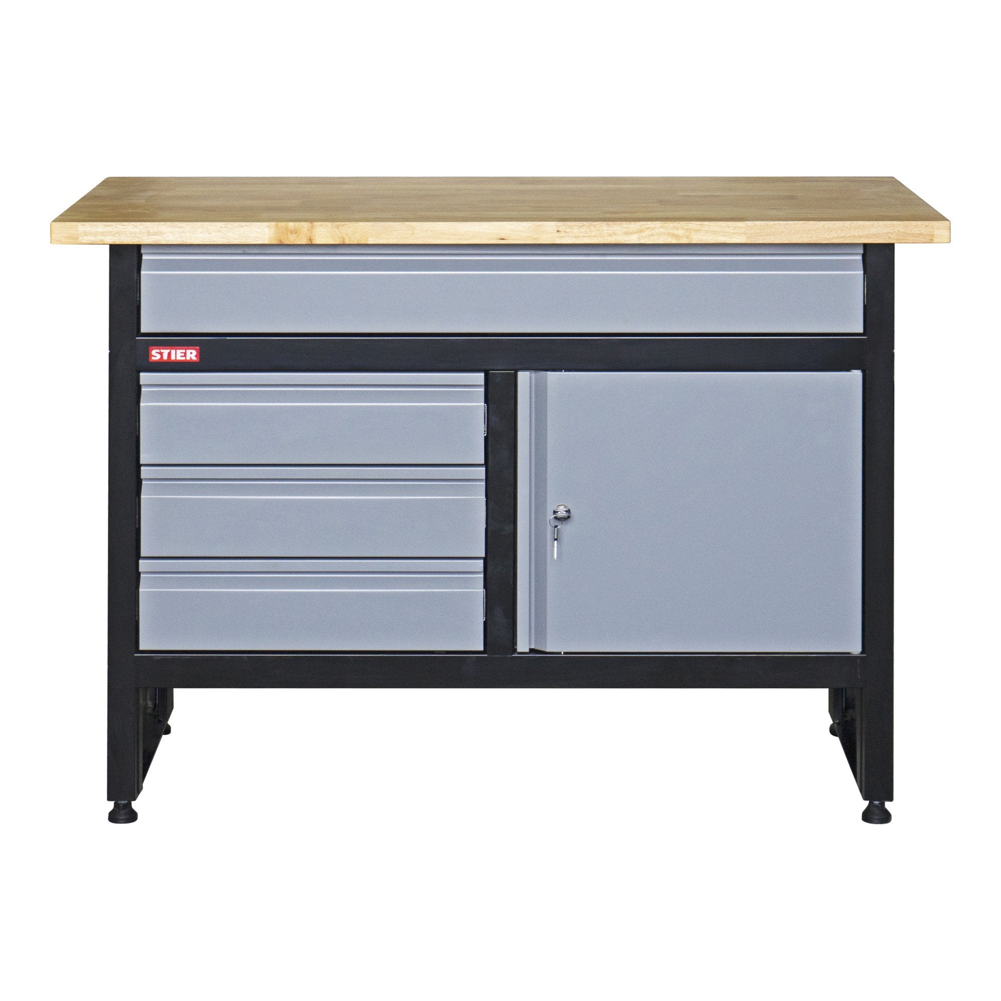 STIER Werkbank Basic 4 Schubladen Belastbarkeit 300 kg BxTxH 1200x600x840 mm mit