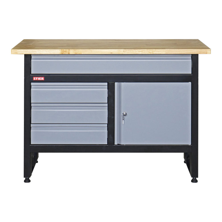 STIER Werkbank Basic 4 Schubladen Belastbarkeit 300 kg BxTxH 1200x600x840 mm mit