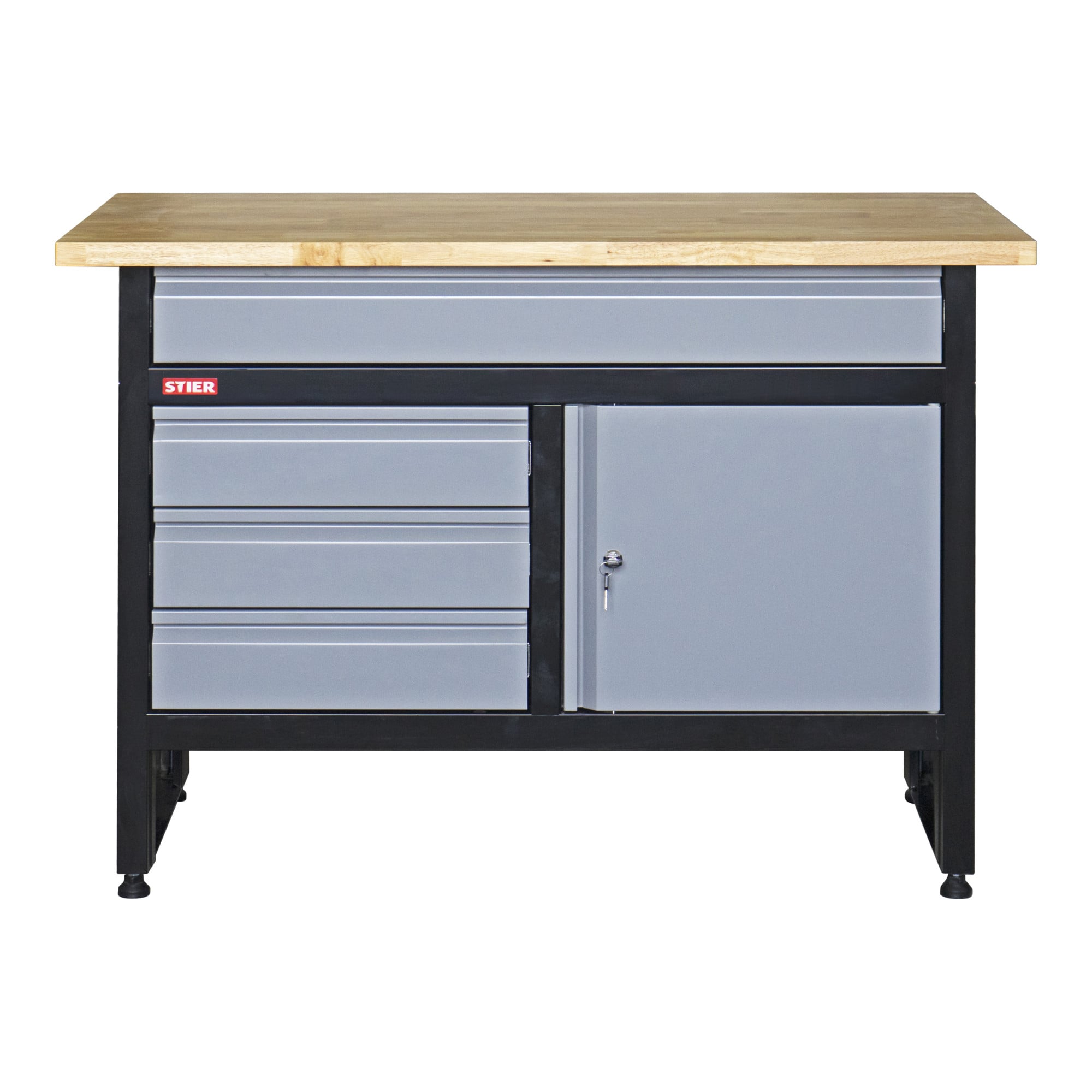 STIER Werkbank Basic 4 Schubladen Belastbarkeit 300 kg BxTxH 1200x600x840 mm mit