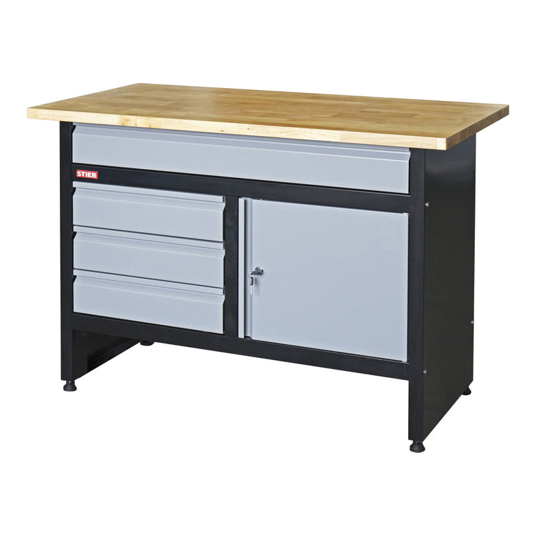 STIER Werkbank Basic 4 Schubladen Belastbarkeit 300 kg BxTxH 1200x600x840 mm mit
