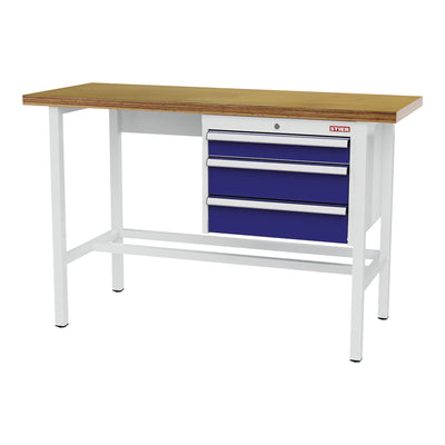 STIER Werkbank mit 1x100 2x150 mm Schubladen BxTxH 1500x600x960 mm RAL 7035 /