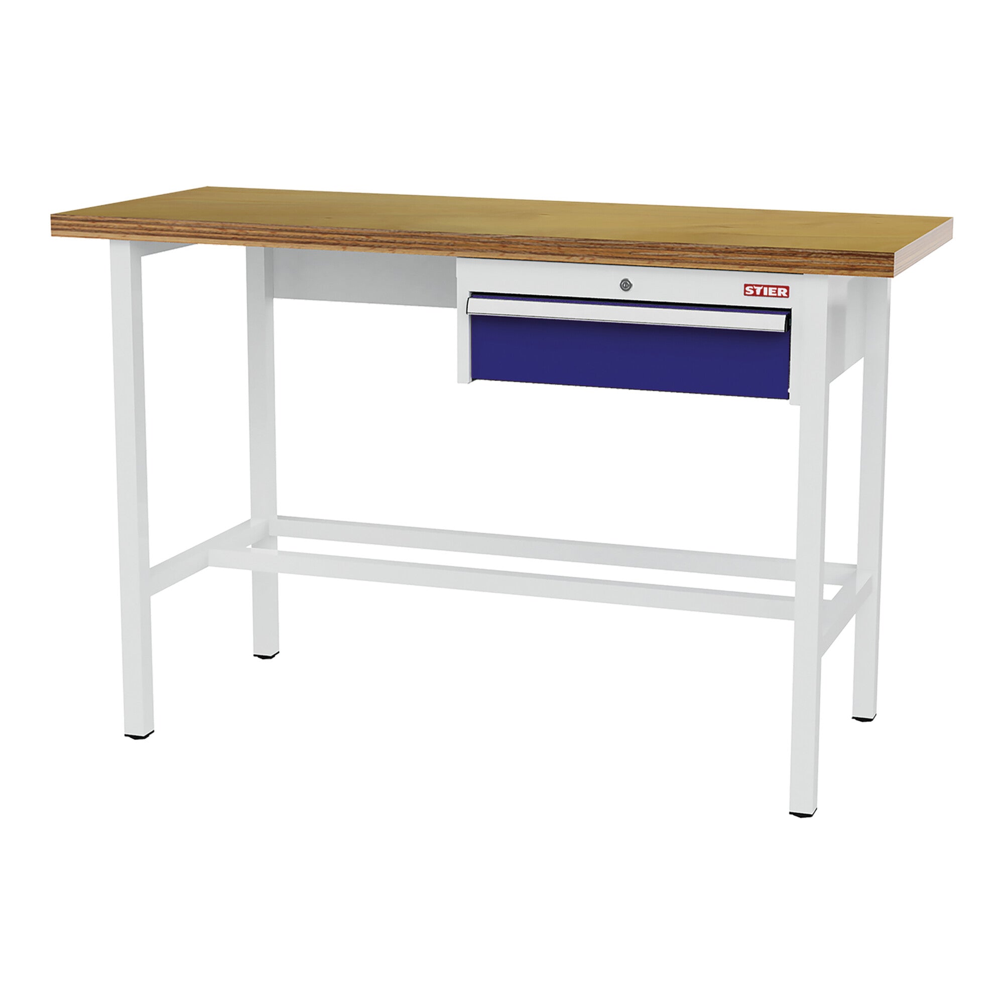 STIER Werkbank mit 1x150 mm Schublade BxTxH 1500x600x960 mm RAL 3020 / RAL 7016