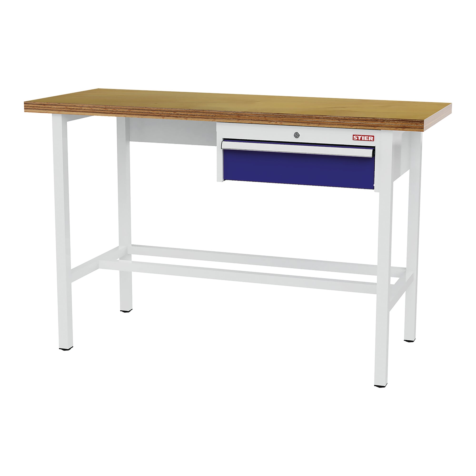 STIER Werkbank mit 1x150 mm Schublade BxTxH 1500x600x960 mm RAL 7035 / RAL 5010