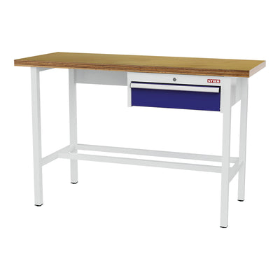 STIER Werkbank mit 1x150 mm Schublade BxTxH 1500x600x960 mm RAL 7035 / RAL 5010