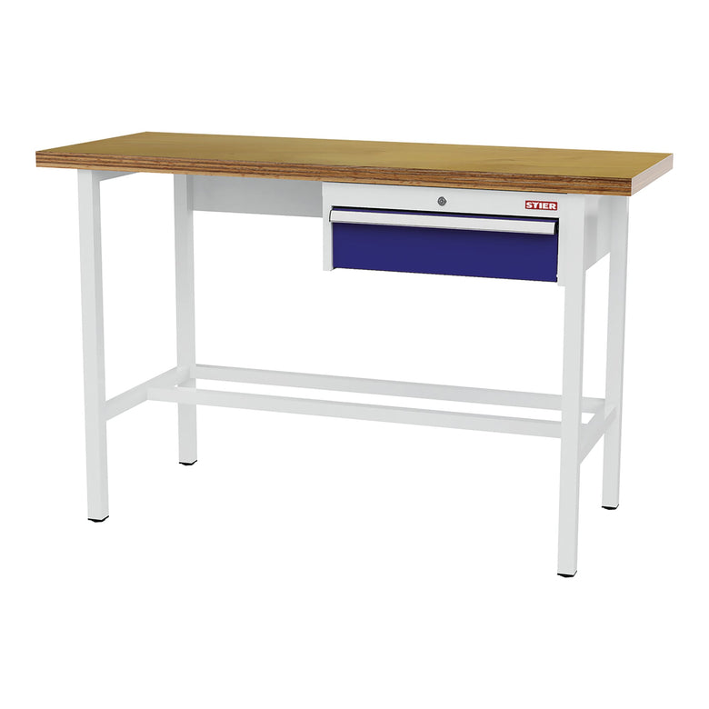 STIER Werkbank mit 1x150 mm Schublade BxTxH 1500x600x960 mm RAL 7035 / RAL 5010