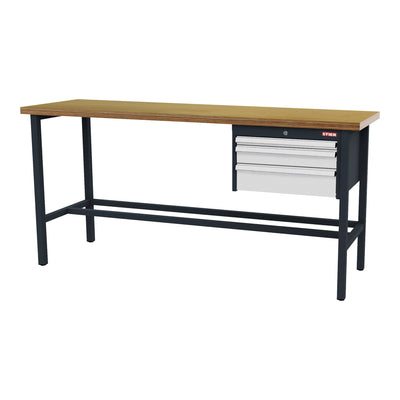 STIER Werkbank mit 1x50 1x100 1x150 mm Schubladen BxTxH 2000x600x960 mm RAL 7016