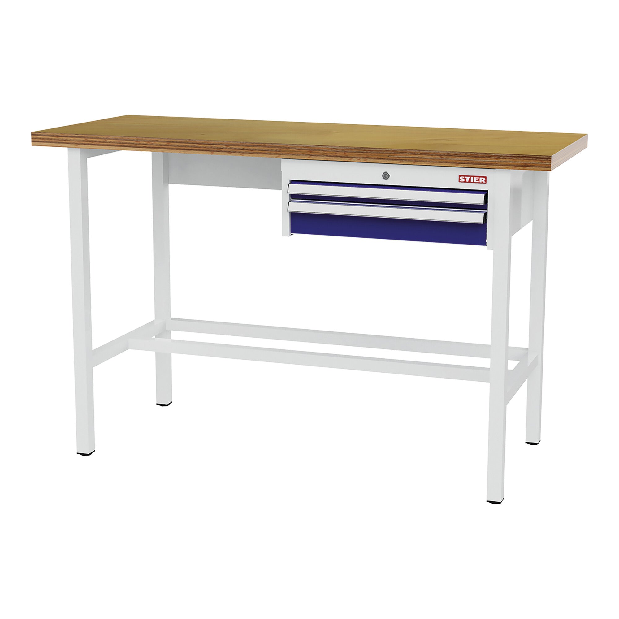 STIER Werkbank mit 1x50 1x100 mm Schubladen BxTxH 1500x600x960 mm RAL 7035 / RAL