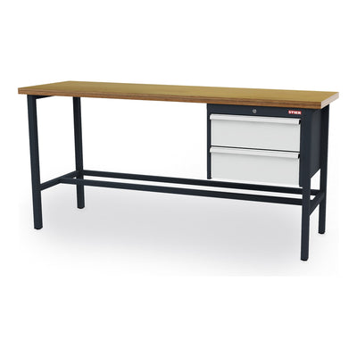 STIER workbench with 2x200 mm drawers WxDxH 2000x600x960 mm RAL 7016 / RAL 7035