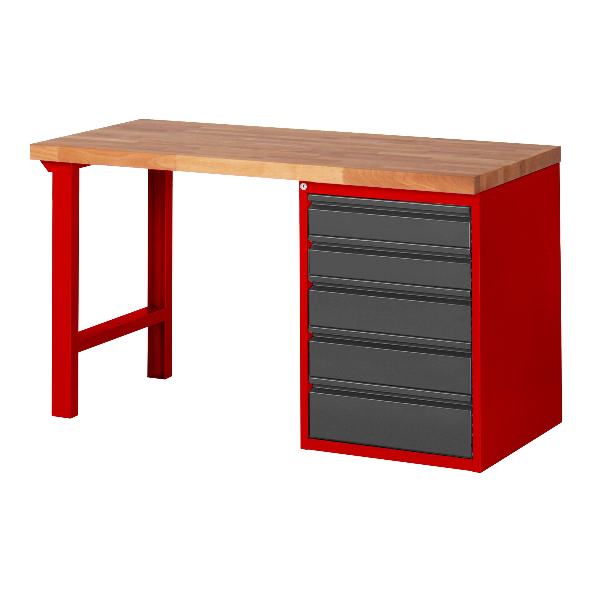 STIER workbench Premium with 5 drawers WxDxH 1500x700x840mm RAL 3000 / anthracite metal