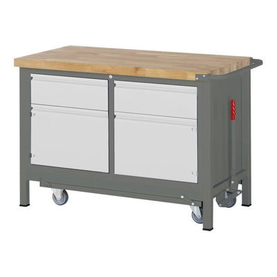 STIER Premium workbench with abs. chassis, 2 drawers, and 2 hinged doors (WxDxH 1250x700x880mm)