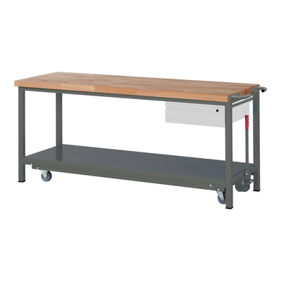STIER Werkbank Premium mit abs. Fahrgestell und 1 Schublade BxTxH 2000x700x880