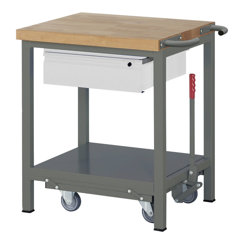 STIER Werkbank Premium mit abs. Fahrgestell und 1 Schublade