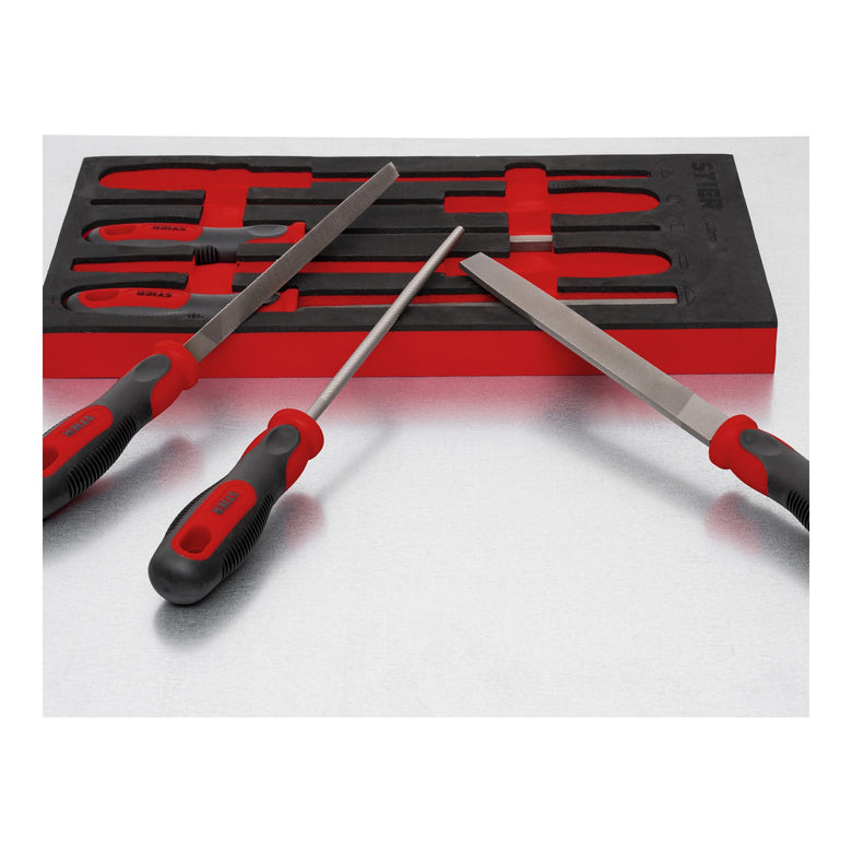 STIER workshop file set, 200 mm H2, 5 pieces in soft foam insert (EVA)