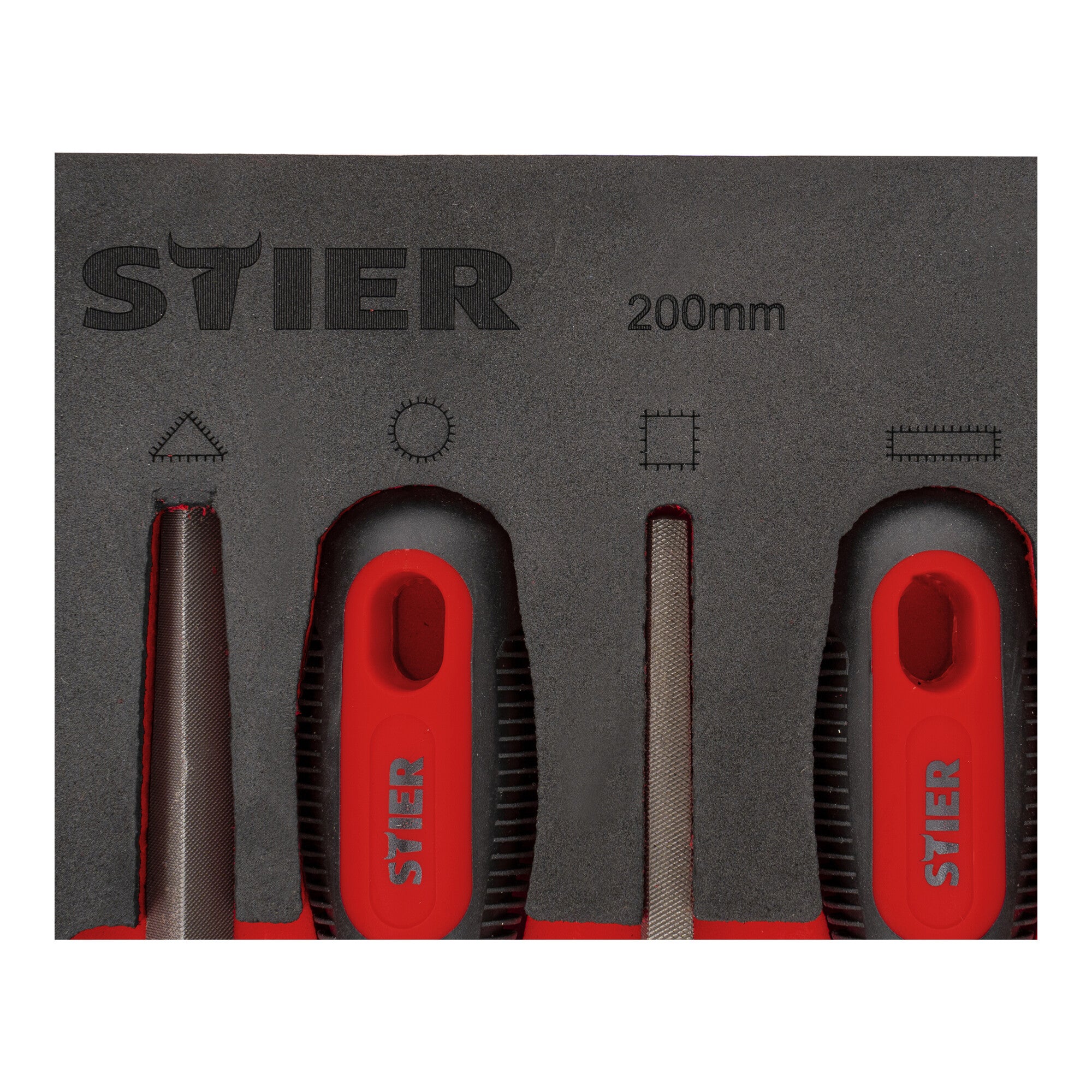 STIER workshop file set, 200 mm H2, 5 pieces in soft foam insert (EVA)