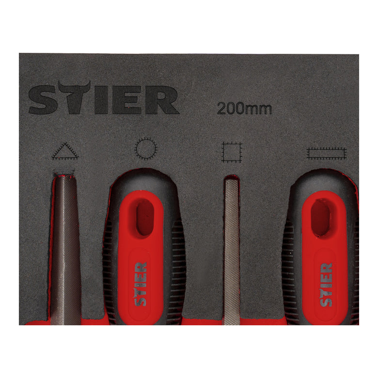 STIER workshop file set, 200 mm H2, 5 pieces in soft foam insert (EVA)